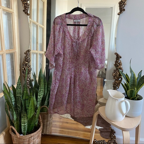 Cost Plus World Market Tops - Boho Fuchsia Paisley Sheer Tunic